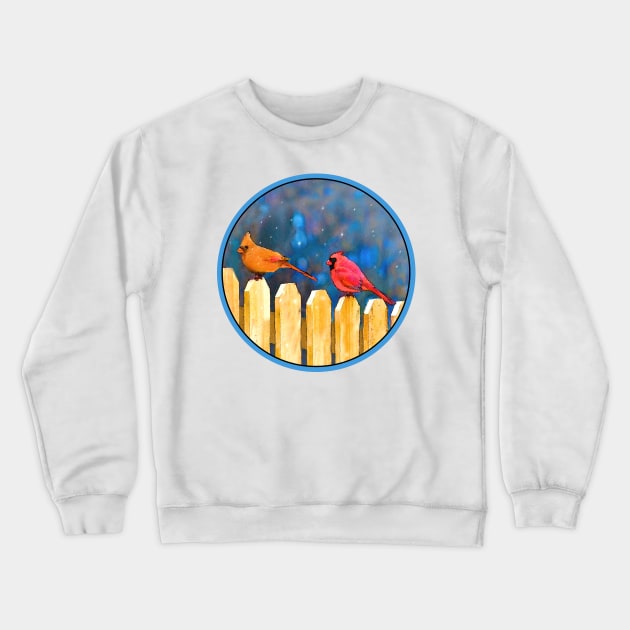 Cardinals on the Fence Crewneck Sweatshirt by Alpen Designs